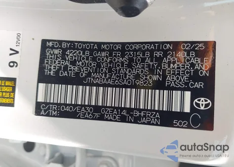 2025 Toyota Gr Corolla Premium Plus z USA, uszkodzony, nr VIN JTNABAAE6SA019823